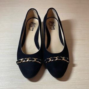 French Sole FS/NY Black Suede Wedges Size 7.5